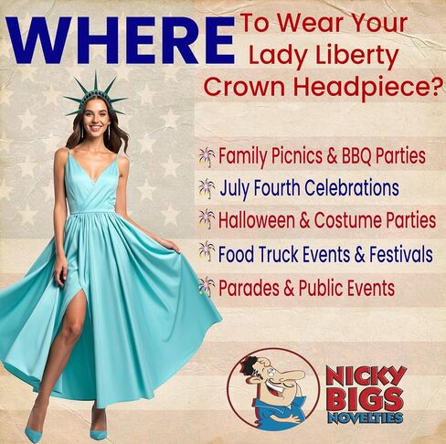 Nicky Bigs Novelties Statue of Liberty Headband Crown Tiara USA Teal Green 7‑Spike Latex Headpiece with Adjustable Elastic Strap Lightweight One‑Size Patriotic American Cosplay in Saudi Arabia