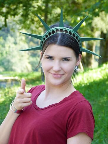 Nicky Bigs Novelties Statue of Liberty Headband Crown Tiara USA Teal Green 7‑Spike Latex Headpiece with Adjustable Elastic Strap Lightweight One‑Size Patriotic American Cosplay in Saudi Arabia