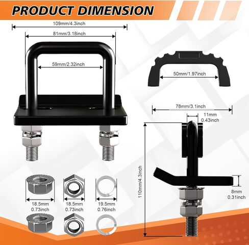 TIROL Hitch Tightener Anti-Rattle Clamp - Heavy Duty Hitch Stabilizer for 1.25" to 2" Trailer Hitches Reduce Movement on Hitch Mount Hitch Tray Cargo Carrier Bike Rack, RV Trailer Accessories (Black) in Kuwait