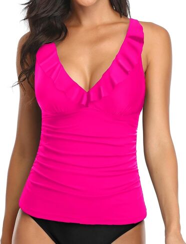Tankini Tankini للسيدات فقط - بدلة الاستحمام في البطن أعلى الكشكش in Saudi Arabia