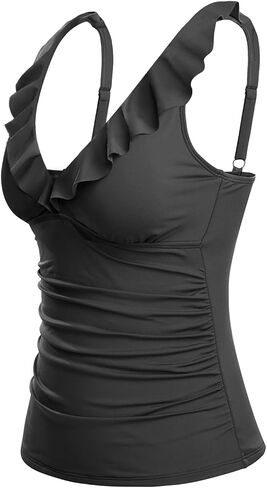 Women's Underwire Tankini Top Only - Tummy Control Bathing Suit Top Ruffle Swimsuit 2025 in Saudi Arabia