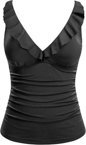 Women's Underwire Tankini Top Only - Tummy Control Bathing Suit Top Ruffle Swimsuit 2025 in Saudi Arabia