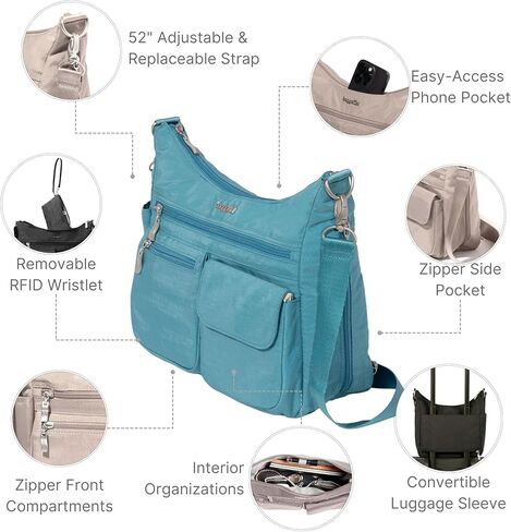 Baggallini Modern Everywhere Crossbody Women 11x9x4.5 RFID Hobo Bag in Saudi Arabia