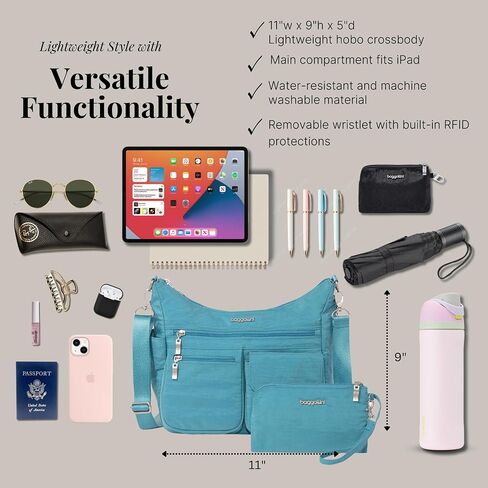 Baggallini Modern Everywhere Crossbody Women 11x9x4.5 RFID Hobo Bag in Saudi Arabia