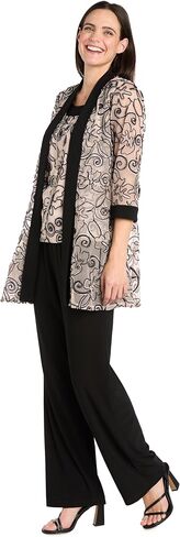 2 PC Floral 3D Embellished Pant Set W/Mock Top, Matching Jacket & Contrast Borders in Saudi Arabia