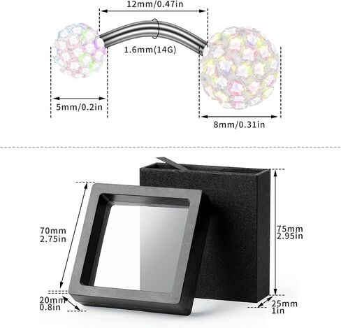 CABBE KALLO 2 قطعة 14G حلقة البطن الفولاذ المقاوم للصدأ حلقات زر البطن ديسكو الكرة السرة القضبان مطعمة أحجار الراين المنحنية الحدائد حلقات السرة ثقب المجوهرات مجموعة الهدايا (الأخضر) in Kuwait
