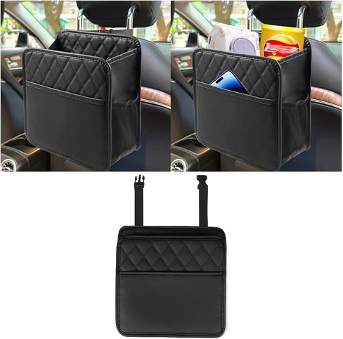 Mandark Car Seat Back Organizer, PU Leather Vehicle Backseat Hanging Storage Pocket, Multipurpose Auto Travel Essentials Accessories for Kids & Adults, Universal for Most Cars (Black) in Saudi Arabia
