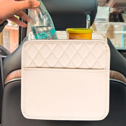 Mandark Car Seat Back Organizer, PU Leather Vehicle Backseat Hanging Storage Pocket, Multipurpose Auto Travel Essentials Accessories for Kids & Adults, Universal for Most Cars (Black) in Saudi Arabia