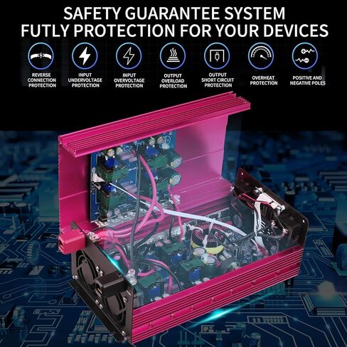 Pure Sine Wave Power Inverters 3000W 12V DC to AC 110V Converter Peak Power 6000W Car Inverter with LED Display, One AC Outlets, One USB Port,Four Smart Fans, Suitable for RV, Camping,Etc. in Saudi Arabia