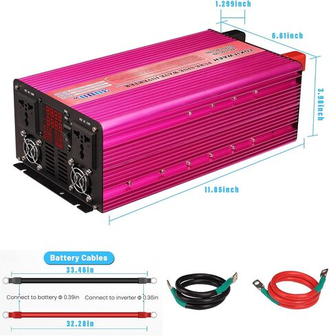 Pure Sine Wave Power Inverters 3000W 12V DC to AC 110V Converter Peak Power 6000W Car Inverter with LED Display, One AC Outlets, One USB Port,Four Smart Fans, Suitable for RV, Camping,Etc. in Saudi Arabia