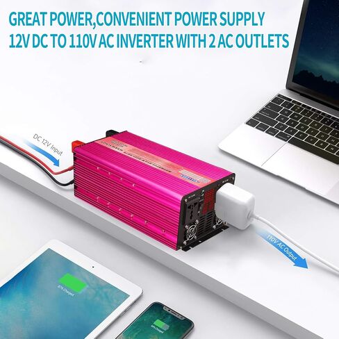 Pure Sine Wave Power Inverters 3000W 12V DC to AC 110V Converter Peak Power 6000W Car Inverter with LED Display, One AC Outlets, One USB Port,Four Smart Fans, Suitable for RV, Camping,Etc. in Saudi Arabia