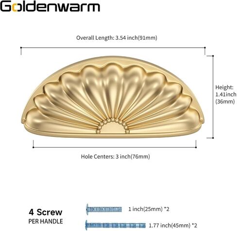 Gold Cabinet Handles Drawer Pulls Finger Edge Pull for Half Luxury Hardware Hole Center Brushed Brass Knobs(2,3in Hole Centers) in Saudi Arabia