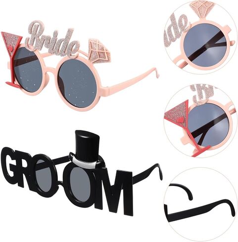 Bride and Groom Sunglasses,Engagement Sunglasses Bride to Be Glasses for Wedding Shower Masquerade Bachelorette Party Photo Props in Saudi Arabia