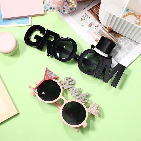 Bride and Groom Sunglasses,Engagement Sunglasses Bride to Be Glasses for Wedding Shower Masquerade Bachelorette Party Photo Props in Saudi Arabia
