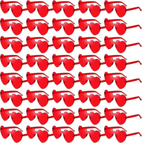 SUNOVELTIES 40 Pcs Heart Shaped Rimless Sunglasses Bulk Transparent Candy Color Glasses Colorful Party Eyewear for Women in Saudi Arabia