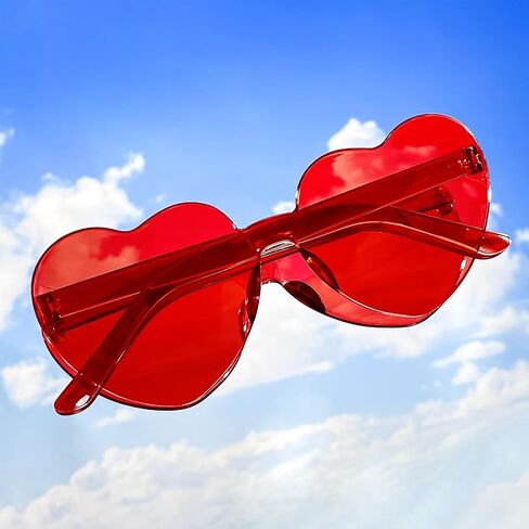 SUNOVELTIES 40 Pcs Heart Shaped Rimless Sunglasses Bulk Transparent Candy Color Glasses Colorful Party Eyewear for Women in Saudi Arabia