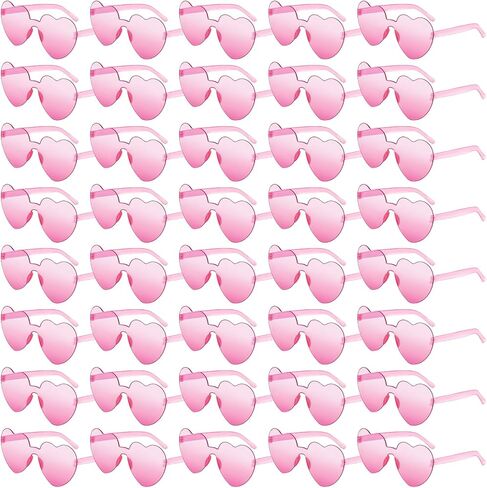 SUNOVELTIES 40 Pcs Heart Shaped Rimless Sunglasses Bulk Transparent Candy Color Glasses Colorful Party Eyewear for Women in Saudi Arabia