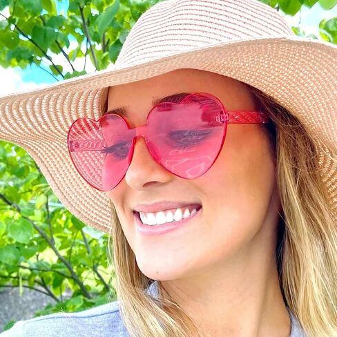 SUNOVELTIES 40 Pcs Heart Shaped Rimless Sunglasses Bulk Transparent Candy Color Glasses Colorful Party Eyewear for Women in Saudi Arabia