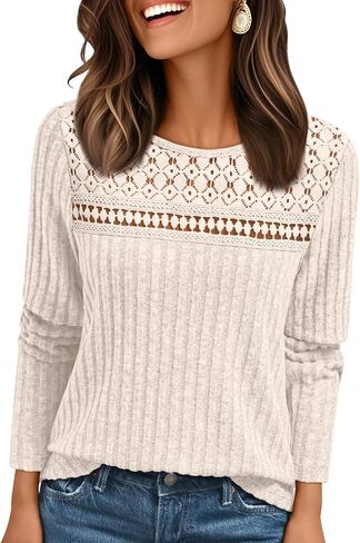AUTOMET Womens Lace Long Sleeve Shirt Fall Top Fashion Dreesy Casual Tunic Sweaters Mesh Clothes Trendy Work Cute Outfits in Saudi Arabia