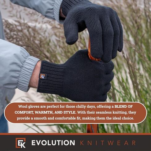 Evolution Knitwear Wool Knit Gloves - Made in the USA - Super Soft Merino Wool - X-Large in Saudi Arabia