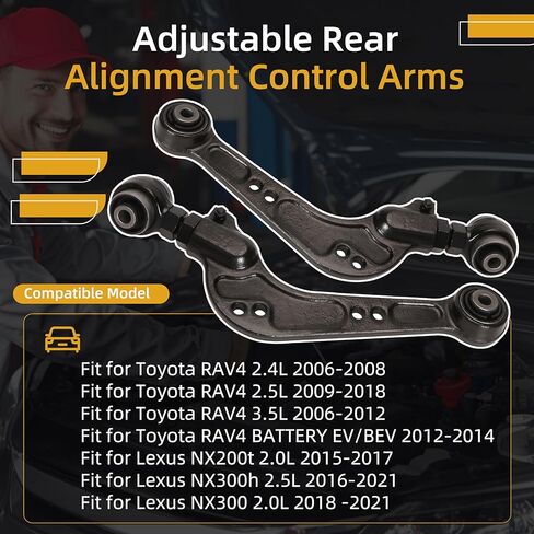 أذرع التحكم في المحاذاة الخلفية القابلة للتعديل ، طقم الأسلحة CAMBER مناسبة لـ Toyota RAV4 2006-2018 ، لـ LEXUS NX200T NX300H NX300 2015-2021# 48790-42020 ، 48770-42040 (مجموعة 2） in Kuwait