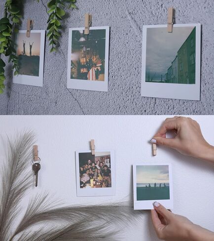 20 Pack Wood Photo Clips with Adhesive Layer for Wall, Art Holder, Photo Mood Wall, Picture Holder, Clip for Wall, Poster Hanger, Dorm Room Decor, Photos Display in Kuwait