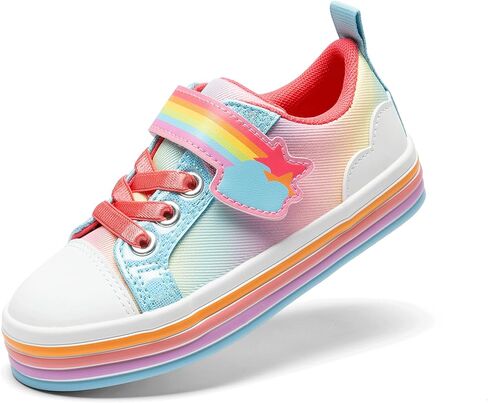 DREAM PAIRS Toddler Girls Shoes Rainbow Sneakers Casual School Walking Hook and Loop Footwear for Toddler/Little Kids in Saudi Arabia