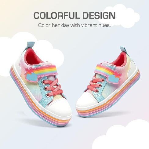 DREAM PAIRS Toddler Girls Shoes Rainbow Sneakers Casual School Walking Hook and Loop Footwear for Toddler/Little Kids in Saudi Arabia