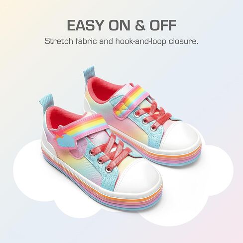 DREAM PAIRS Toddler Girls Shoes Rainbow Sneakers Casual School Walking Hook and Loop Footwear for Toddler/Little Kids in Saudi Arabia