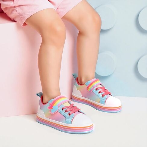 DREAM PAIRS Toddler Girls Shoes Rainbow Sneakers Casual School Walking Hook and Loop Footwear for Toddler/Little Kids in Saudi Arabia