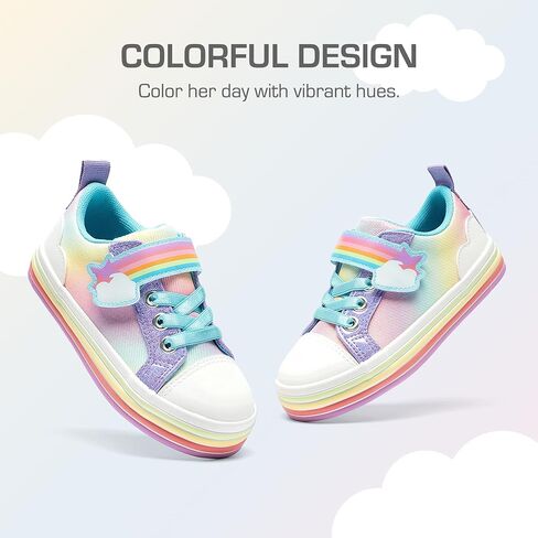 DREAM PAIRS Toddler Girls Shoes Rainbow Sneakers Casual School Walking Hook and Loop Footwear for Toddler/Little Kids in Saudi Arabia