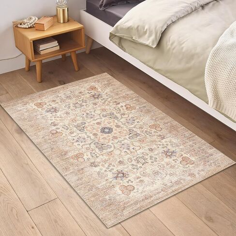 سجاد منطقة 5 × 7 قابل للغسل، سجادة بوهو لغرفة المعيشة وغرفة النوم والمطبخ، سجادة شرقية بوهيمية عتيقة كبيرة غير قابلة للانزلاق، بيج قديم in Kuwait