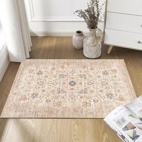 سجاد منطقة 5 × 7 قابل للغسل، سجادة بوهو لغرفة المعيشة وغرفة النوم والمطبخ، سجادة شرقية بوهيمية عتيقة كبيرة غير قابلة للانزلاق، بيج قديم in Kuwait