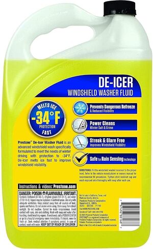 Prime Prime Prestone AS253 Cleaner/De -icer Windshield Washers Fluid لفصل الشتاء -أنظف/de -icer ، -34 درجة (1) ، 1 قمع مجاني متعدد الأغراض in Saudi Arabia