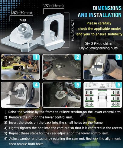 2 Pack Premium K100025 Alignment Caster Camber Kit for 2004-2023 Ford F-150 Lightning Expedition Lincoln Mark LT Navigator 2WD 4WD F150 XL, Replace# K100025, K100070, DM3112345, Silver in Saudi Arabia
