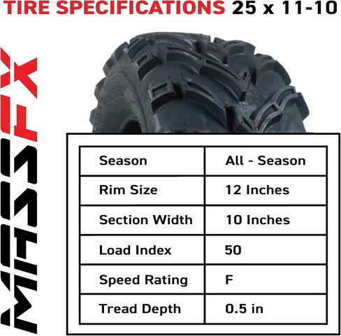 مجموعة الإطارات الخلفية Massfx 25x10-12 (2) لجميع التضاريس (ATV) ، ومهاملة الأدوات المساعدة (UTV) ، ومركبات جنبًا in Kuwait