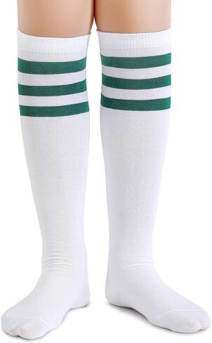 Henwarry Boys Girls Knee High Tube Socks Classical Stripes Cotton Soft Over the Calf Kids Tube Socks in Kuwait