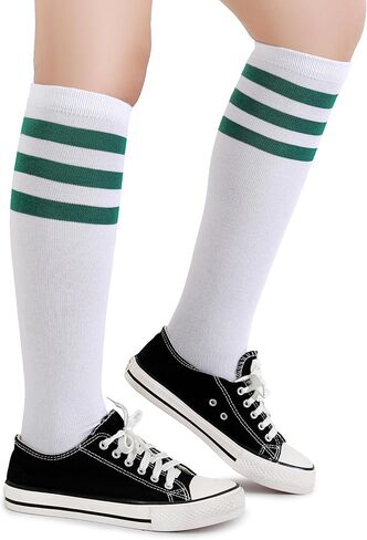 Henwarry Boys Girls Knee High Tube Socks Classical Stripes Cotton Soft Over the Calf Kids Tube Socks in Kuwait