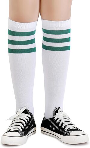 Henwarry Boys Girls Knee High Tube Socks Classical Stripes Cotton Soft Over the Calf Kids Tube Socks in Kuwait