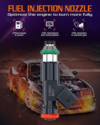 Fuel Injectors Nozzle 12594512 Compatible with Chevy Tahoe Avalanche Express Silverado Suburban 1500 2007 2008 2009, 5.3L V8 Replace# 217-2436 FJ977 4Holes, Set of 8 in Kuwait