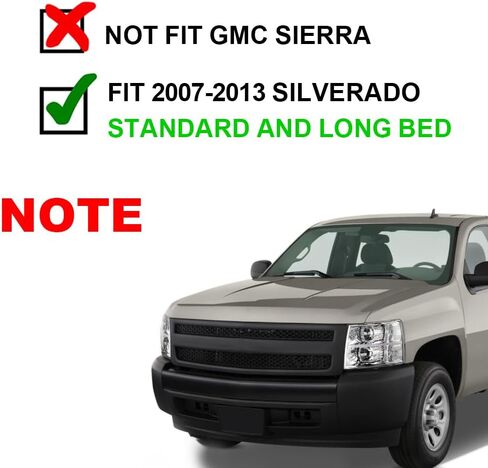 تغطية العجلة المرفقة من Cheda Fender Fender Flares ، متوافقة مع 2007-2013 Chevy Silverado 1500/2007-2014 Chevy Silverado 2500HD 3500HD Fleetside New Body Body 78 "/97.6" سرير طويل لا يناسب GMC Sierra in Kuwait