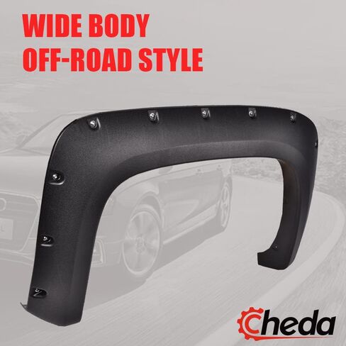 تغطية العجلة المرفقة من Cheda Fender Fender Flares ، متوافقة مع 2007-2013 Chevy Silverado 1500/2007-2014 Chevy Silverado 2500HD 3500HD Fleetside New Body Body 78 "/97.6" سرير طويل لا يناسب GMC Sierra in Kuwait