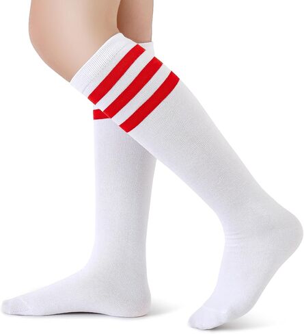 Henwarry Boys Girls Knee High Tube Socks Classical Stripes Cotton Soft Over the Calf Kids Tube Socks in Kuwait