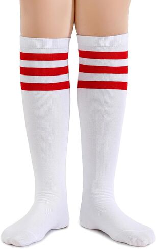 Henwarry Boys Girls Knee High Tube Socks Classical Stripes Cotton Soft Over the Calf Kids Tube Socks in Kuwait