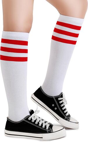 Henwarry Boys Girls Knee High Tube Socks Classical Stripes Cotton Soft Over the Calf Kids Tube Socks in Kuwait