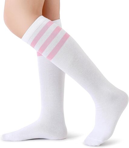 Henwarry Boys Girls Knee High Tube Socks Classical Stripes Cotton Soft Over the Calf Kids Tube Socks in Kuwait