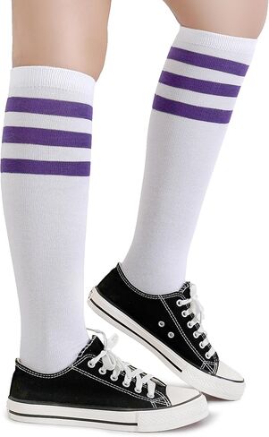Henwarry Boys Girls Knee High Tube Socks Classical Stripes Cotton Soft Over the Calf Kids Tube Socks in Kuwait