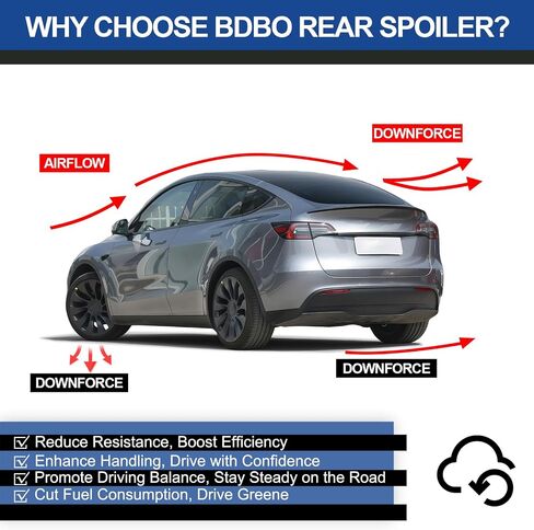 BDBO Spoiler Wing Rear Spoiler Compatible with Tesla Model y 2020-2024 Trunk Tail Rear Trunk Lid,Glossy Black Performance,Modle y Accessories in Saudi Arabia