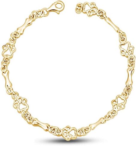 Charm Dog Paw And Bone Bracelet for Men & Womens in 14k Gold Over Sterling Silver Bangle Bracelet in Saudi Arabia