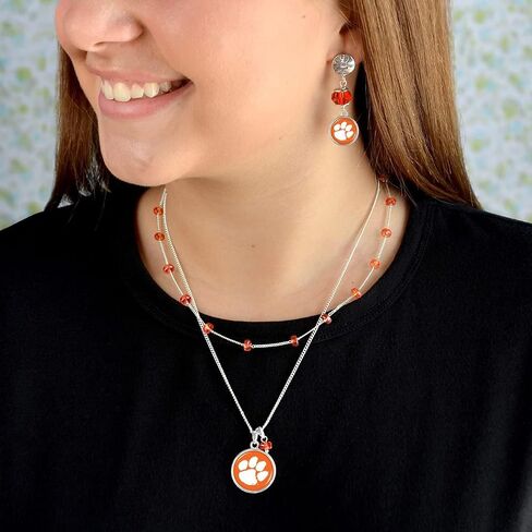 Ohio State Buckeyes Logo Jewelry Combo (Bracelet, Necklace, Earrings), Red in Saudi Arabia